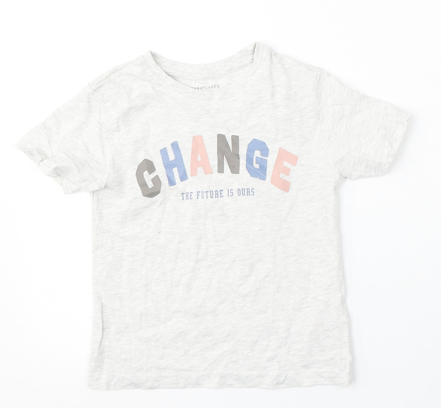 Primark Girls Grey  Cotton Basic T-Shirt Size 4-5 Years Round Neck
