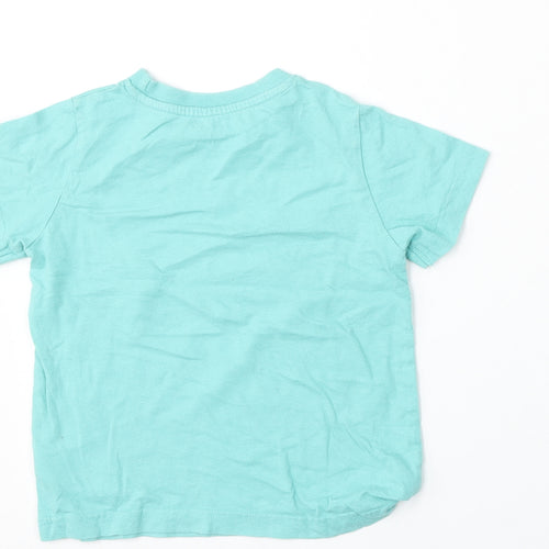 Primark Boys Green  Cotton Basic T-Shirt Size 3-4 Years Round Neck