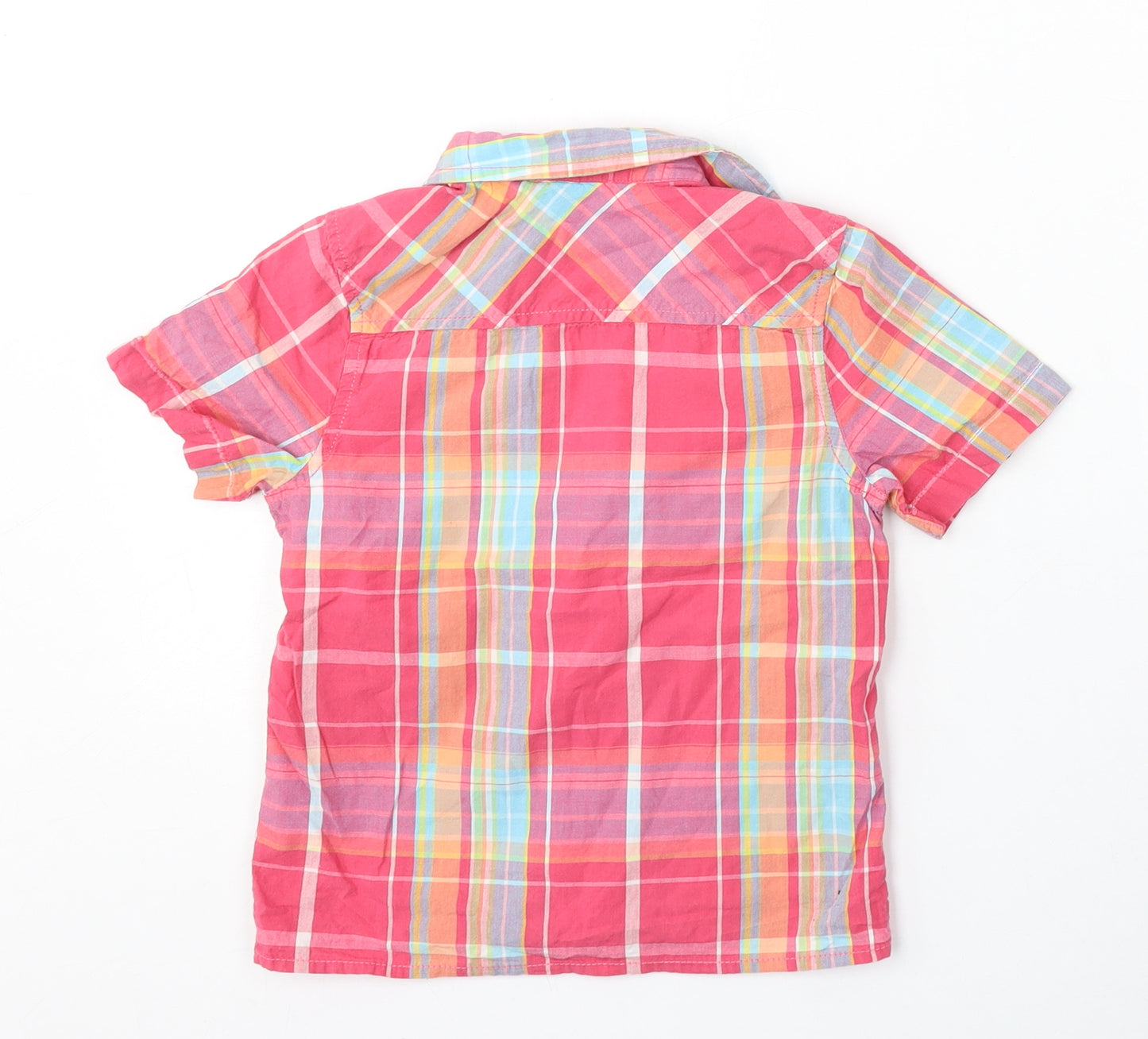 F&F Boys Pink Plaid Cotton Basic Button-Up Size 3-4 Years Collared