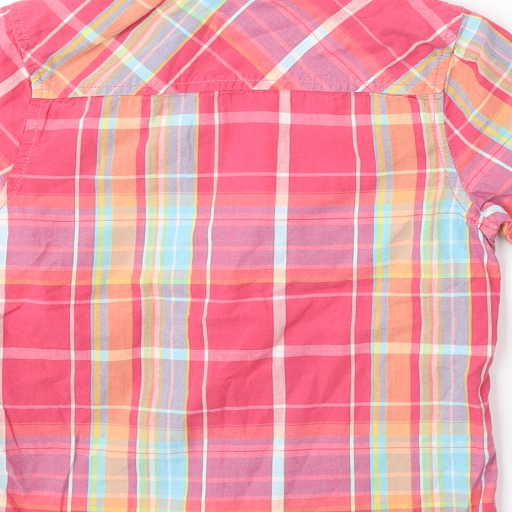 F&F Boys Pink Plaid Cotton Basic Button-Up Size 3-4 Years Collared