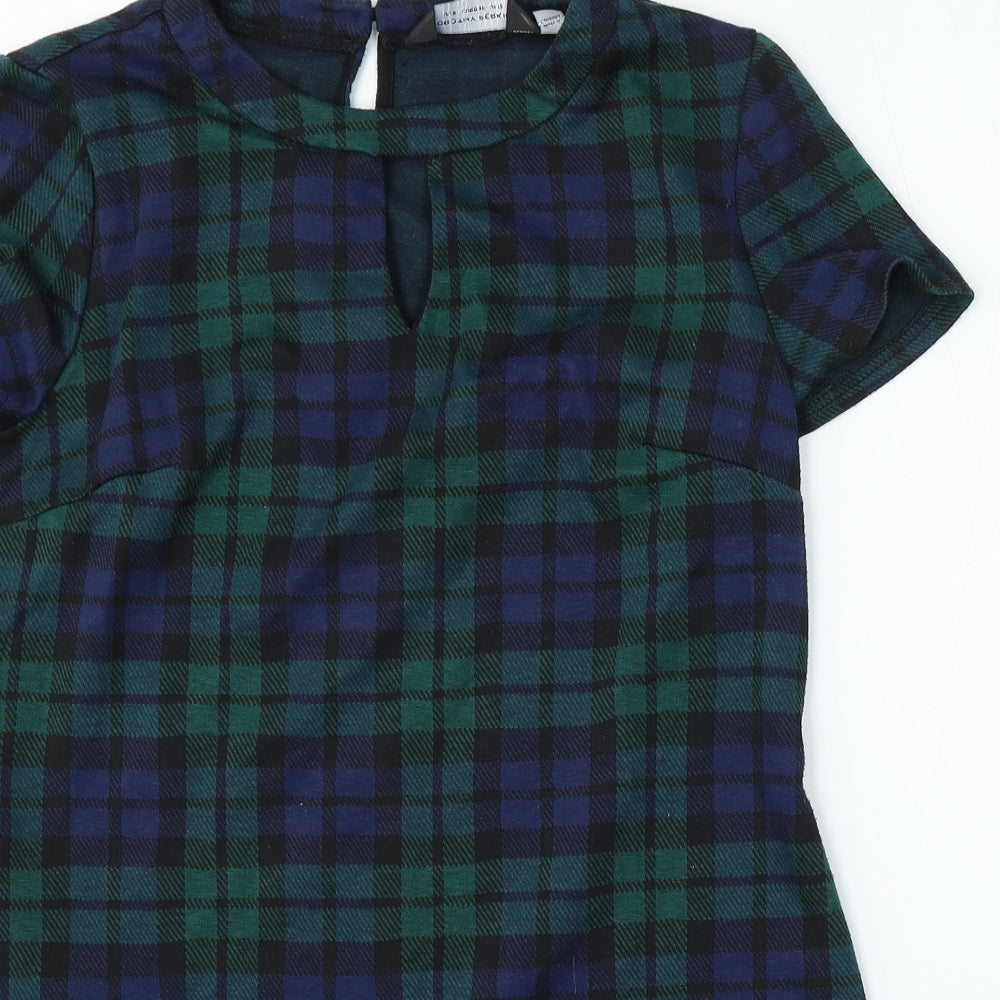 Dorothy Perkins Womens Multicoloured Plaid Polyester Pencil Dress  Size 12  Round Neck
