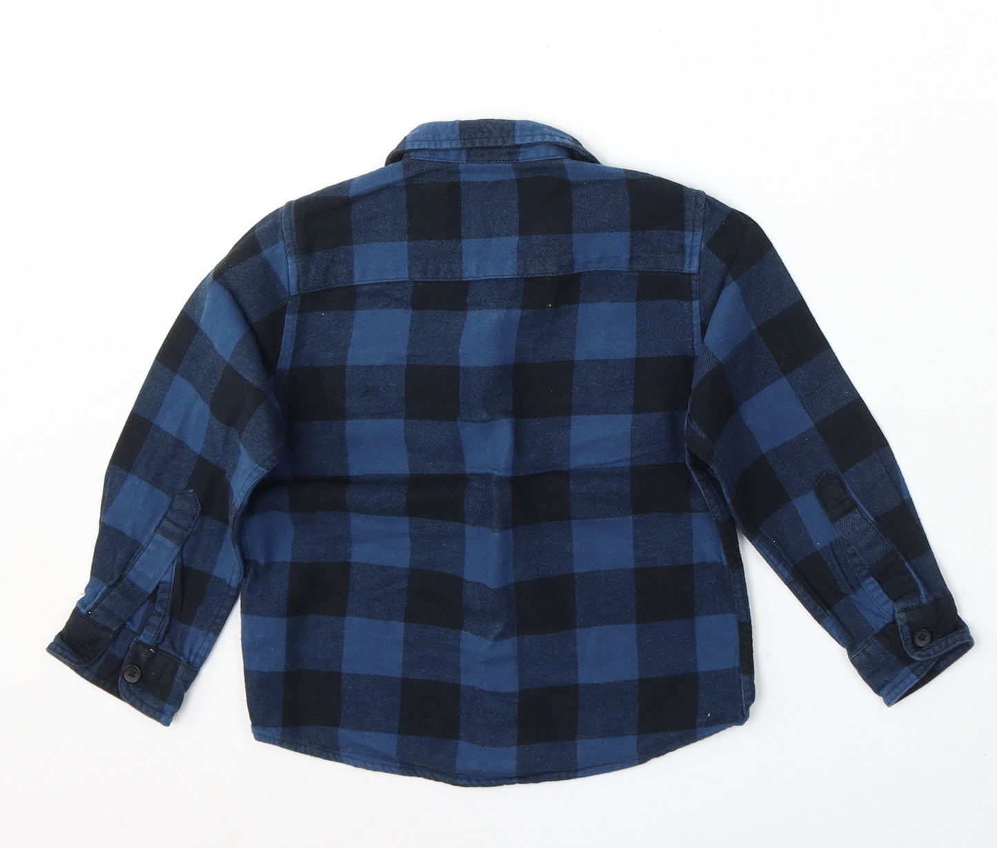 Primark Boys Blue Check Cotton Basic Button-Up Size 2-3 Years Collared Button