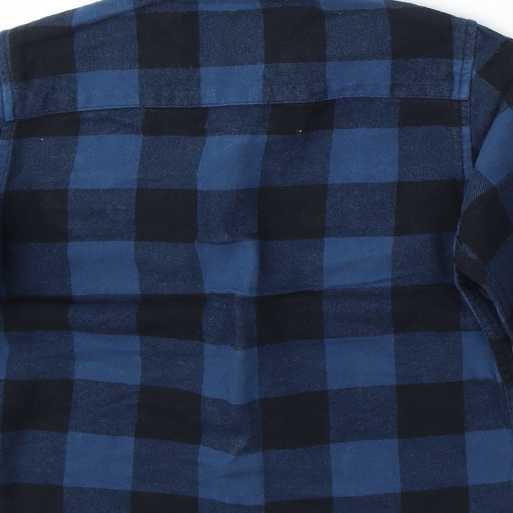 Primark Boys Blue Check Cotton Basic Button-Up Size 2-3 Years Collared Button