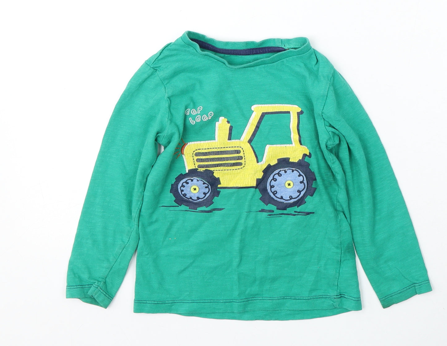 Dunnes Stores Boys Green  Cotton Basic T-Shirt Size 3-4 Years Round Neck