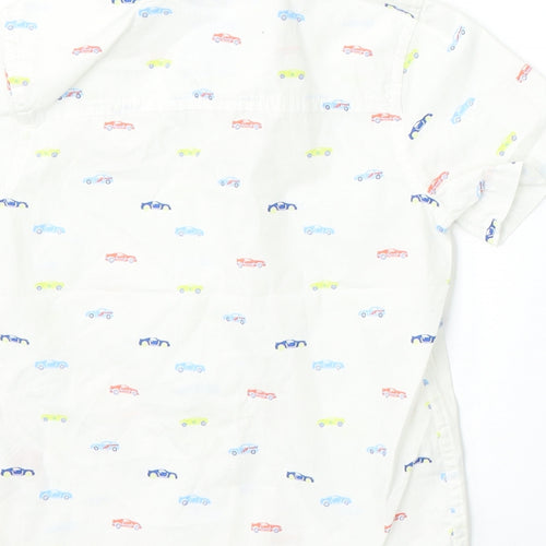 F&F Boys White Geometric Cotton Basic Button-Up Size 3-4 Years Collared