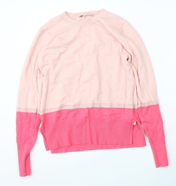 Oasis Womens Pink Round Neck  Viscose Pullover Jumper Size M