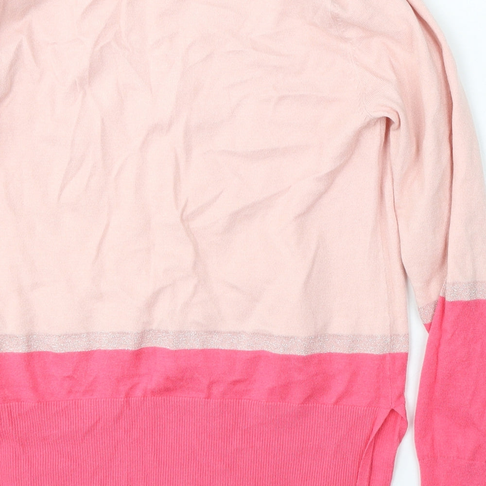 Oasis Womens Pink Round Neck  Viscose Pullover Jumper Size M