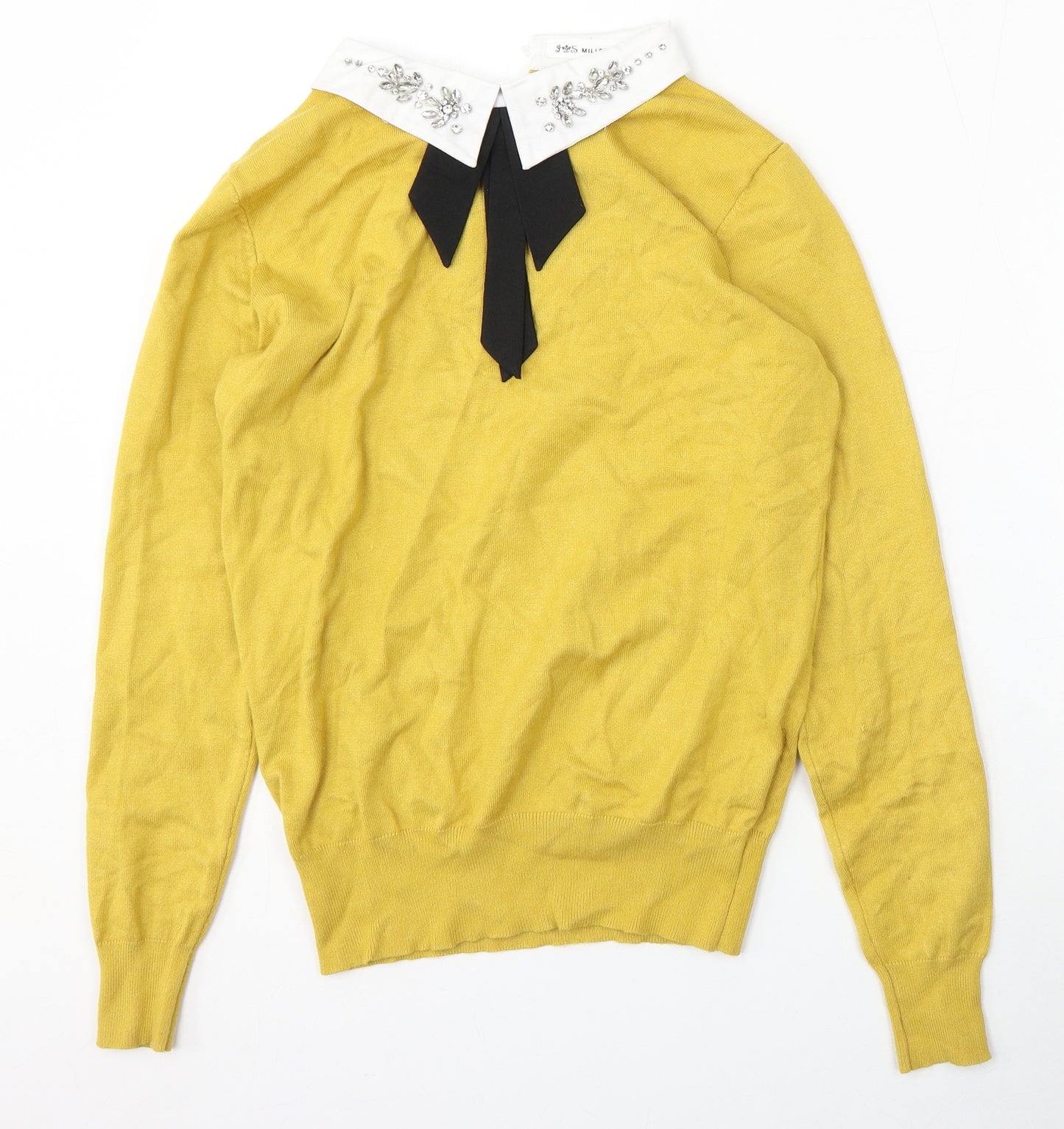 Millenium Womens Yellow Collared  Viscose Pullover Jumper Size M