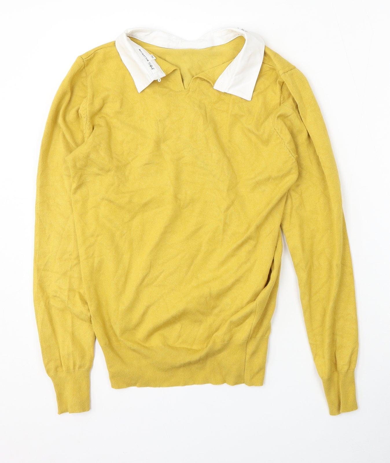 Millenium Womens Yellow Collared  Viscose Pullover Jumper Size M