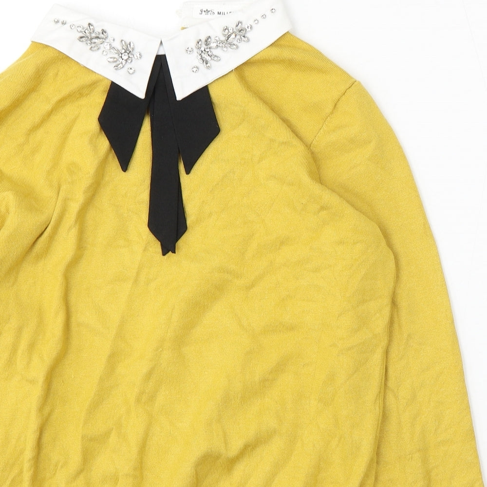 Millenium Womens Yellow Collared  Viscose Pullover Jumper Size M