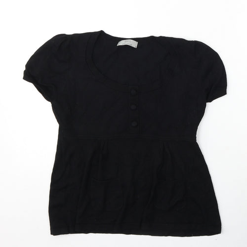 Marks and Spencer Womens Black Round Neck  Viscose Pullover Jumper Size 12