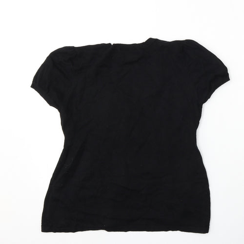 Marks and Spencer Womens Black Round Neck  Viscose Pullover Jumper Size 12