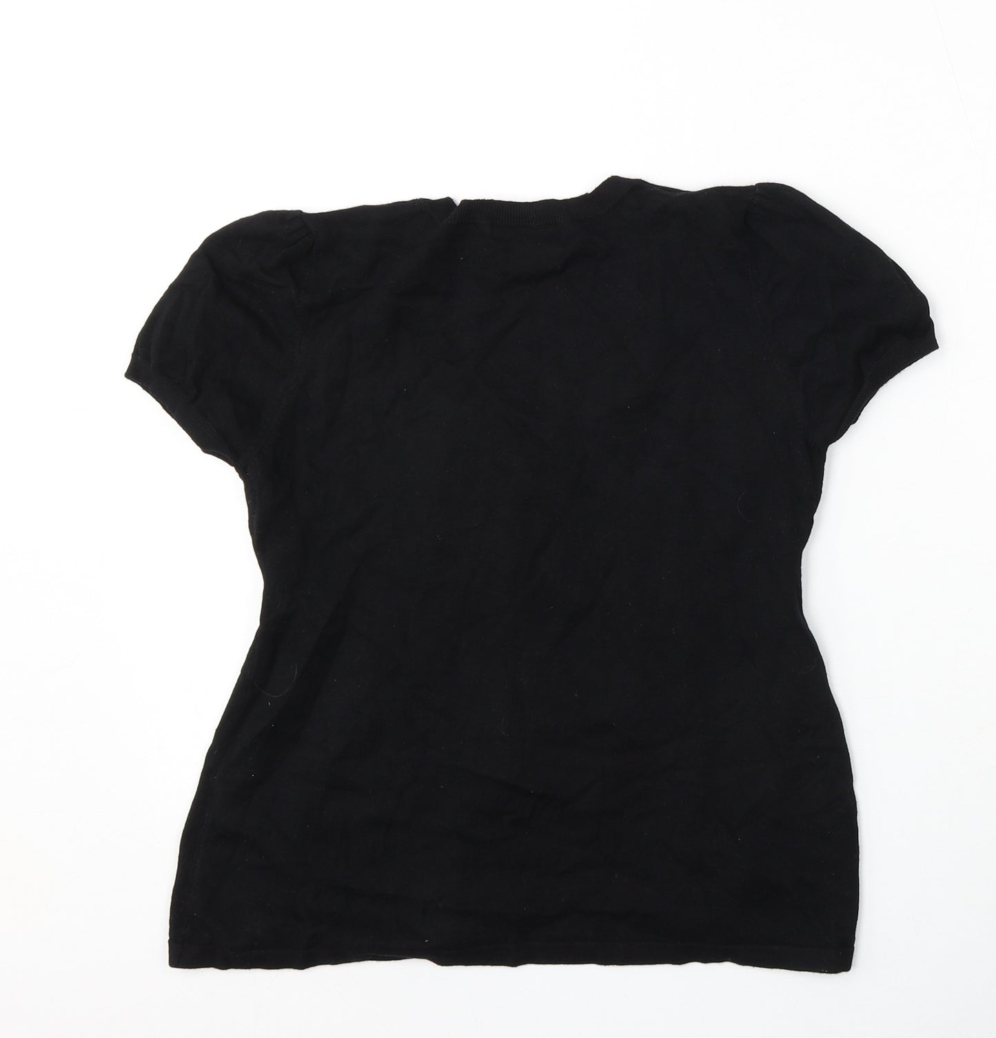 Marks and Spencer Womens Black Round Neck  Viscose Pullover Jumper Size 12