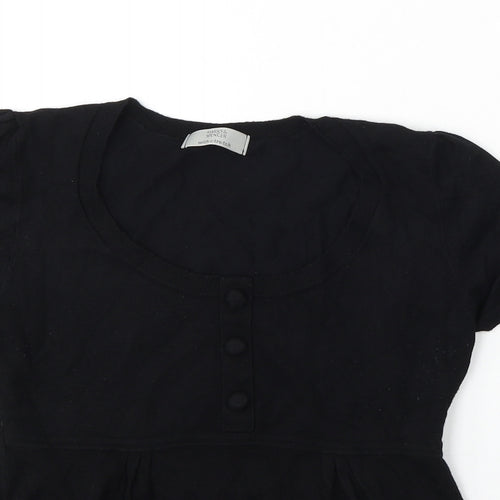 Marks and Spencer Womens Black Round Neck  Viscose Pullover Jumper Size 12