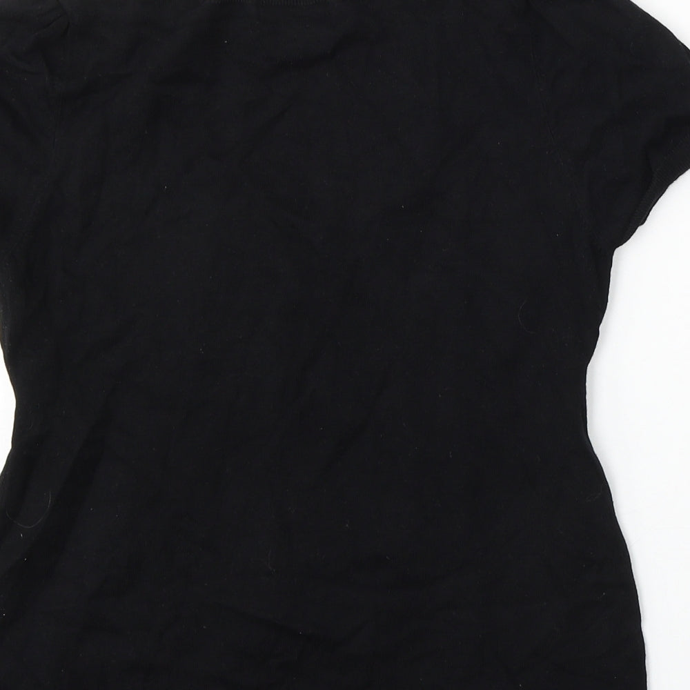Marks and Spencer Womens Black Round Neck  Viscose Pullover Jumper Size 12
