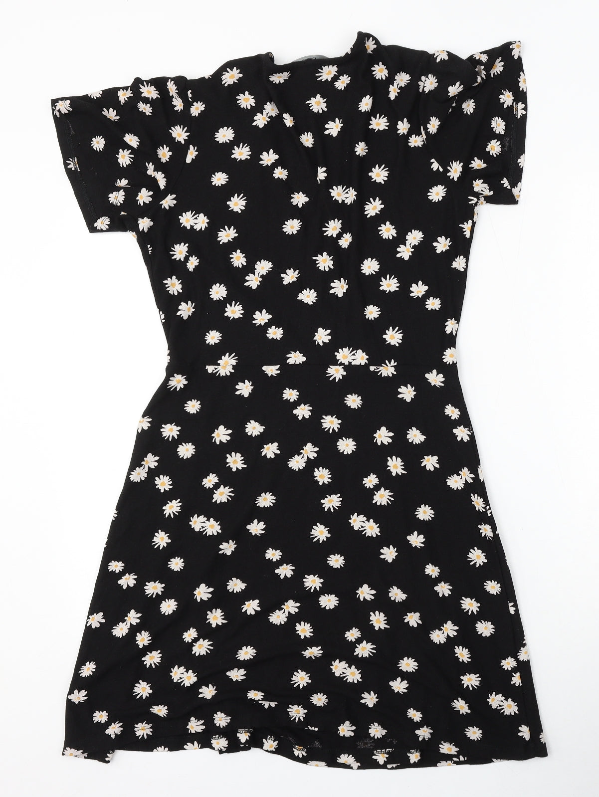 NEXT Womens Black Floral Viscose Sheath  Size 10  V-Neck