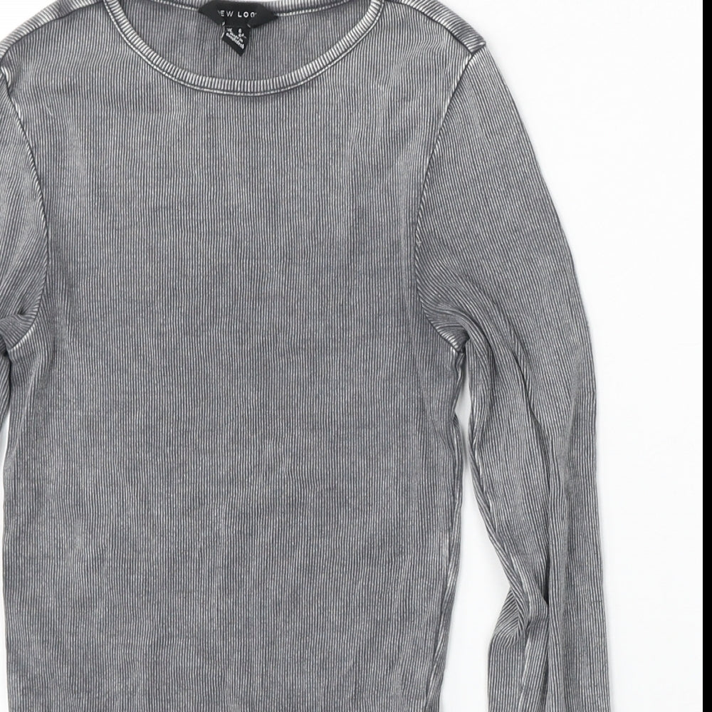 New Look Womens Grey Round Neck  Cotton Pullover Jumper Size 6