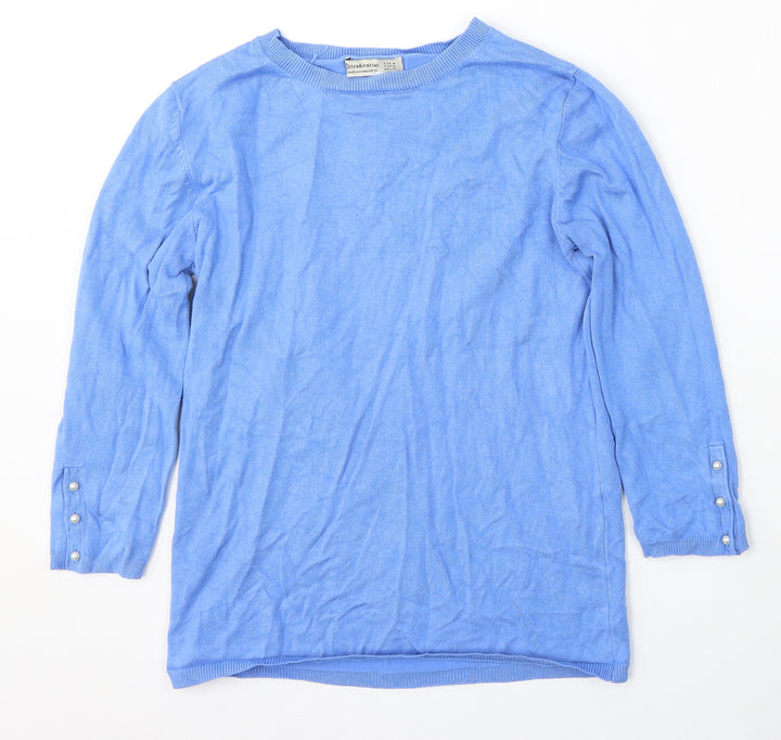 Stradivarius Womens Blue Round Neck  Viscose Pullover Jumper Size M