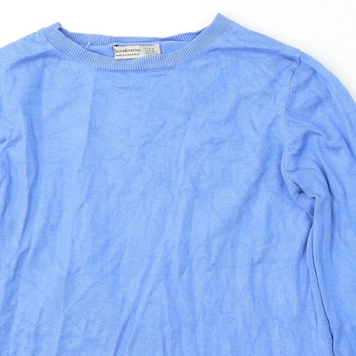 Stradivarius Womens Blue Round Neck  Viscose Pullover Jumper Size M