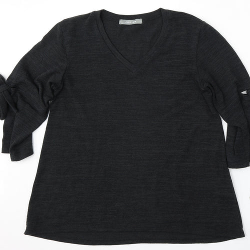 COIN 1804 Womens Black Round Neck  Polyester Pullover Jumper Size L