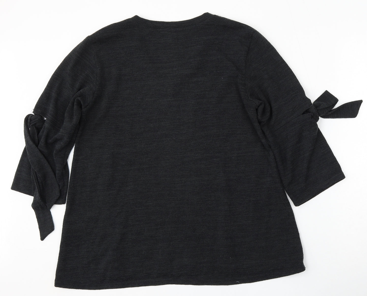 COIN 1804 Womens Black Round Neck  Polyester Pullover Jumper Size L
