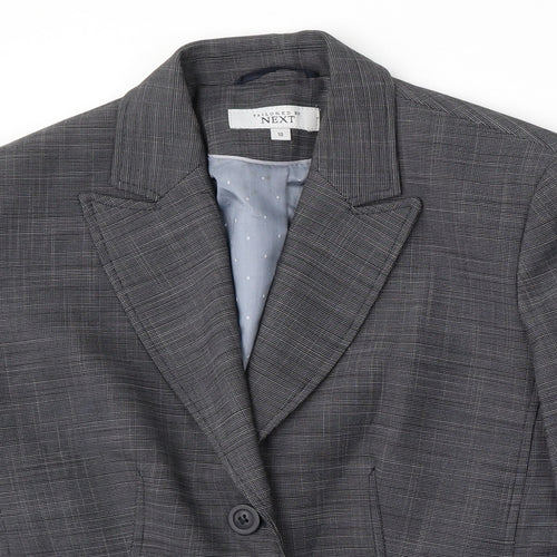NEXT Womens Grey Check Polyester Jacket Suit Size 10