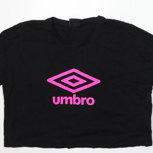 Umbro Womens Black  Cotton Basic T-Shirt Size L Round Neck