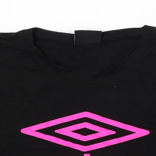 Umbro Womens Black  Cotton Basic T-Shirt Size L Round Neck