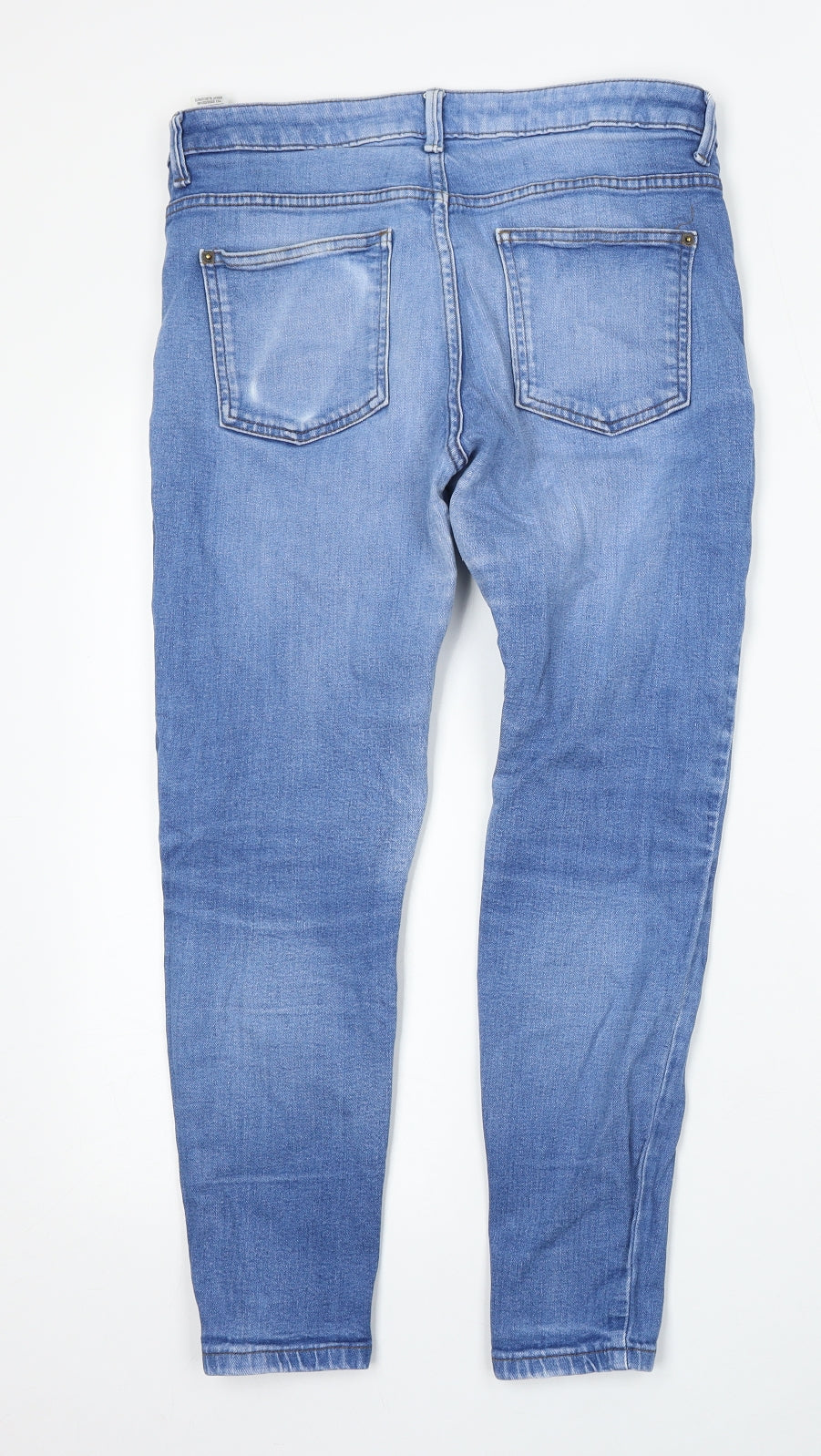 Marks and Spencer Womens Blue  Cotton Skinny Jeans Size 12 L26 in Regular Button