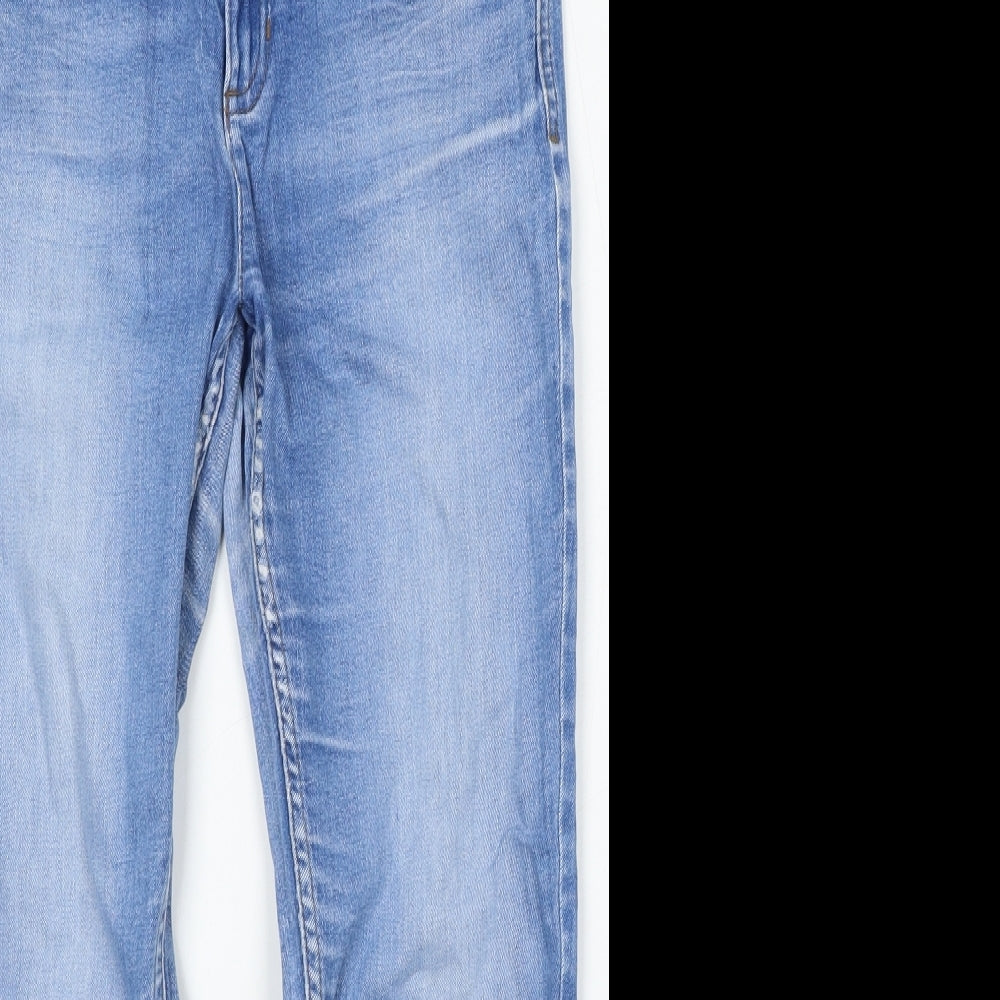 Marks and Spencer Womens Blue  Cotton Skinny Jeans Size 12 L26 in Regular Button