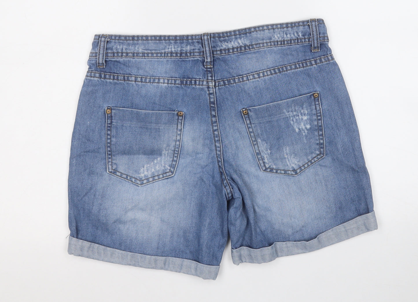 Denim & Co. Womens Blue  Cotton Boyfriend Shorts Size 10  Regular