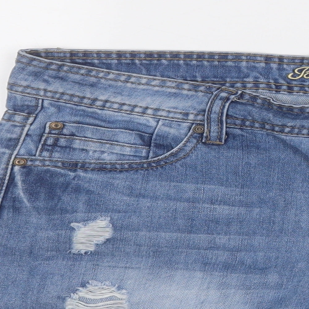 Denim & Co. Womens Blue  Cotton Boyfriend Shorts Size 10  Regular