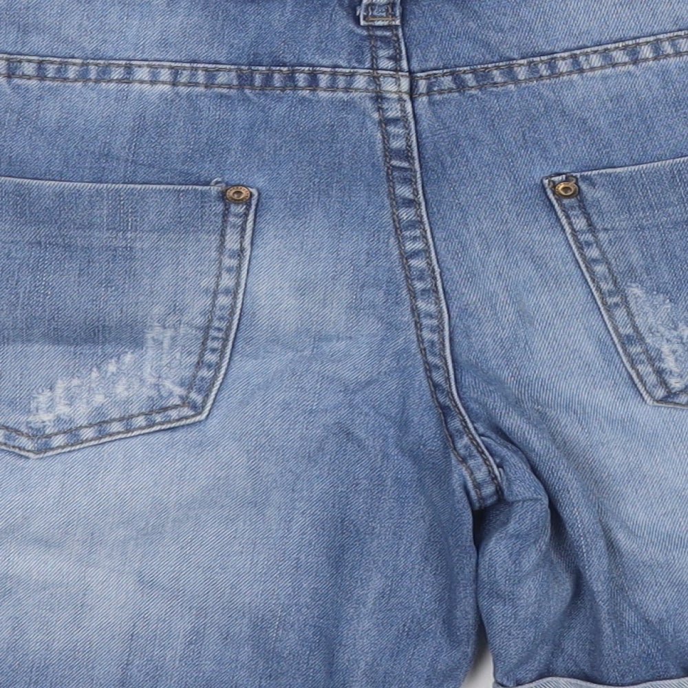 Denim & Co. Womens Blue  Cotton Boyfriend Shorts Size 10  Regular