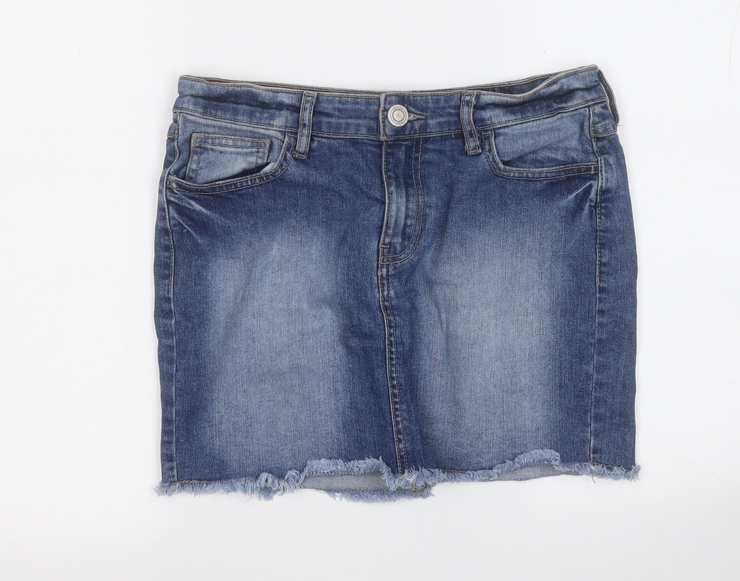 F&F Womens Blue  Cotton A-Line Skirt Size 10