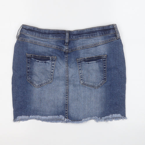 F&F Womens Blue  Cotton A-Line Skirt Size 10