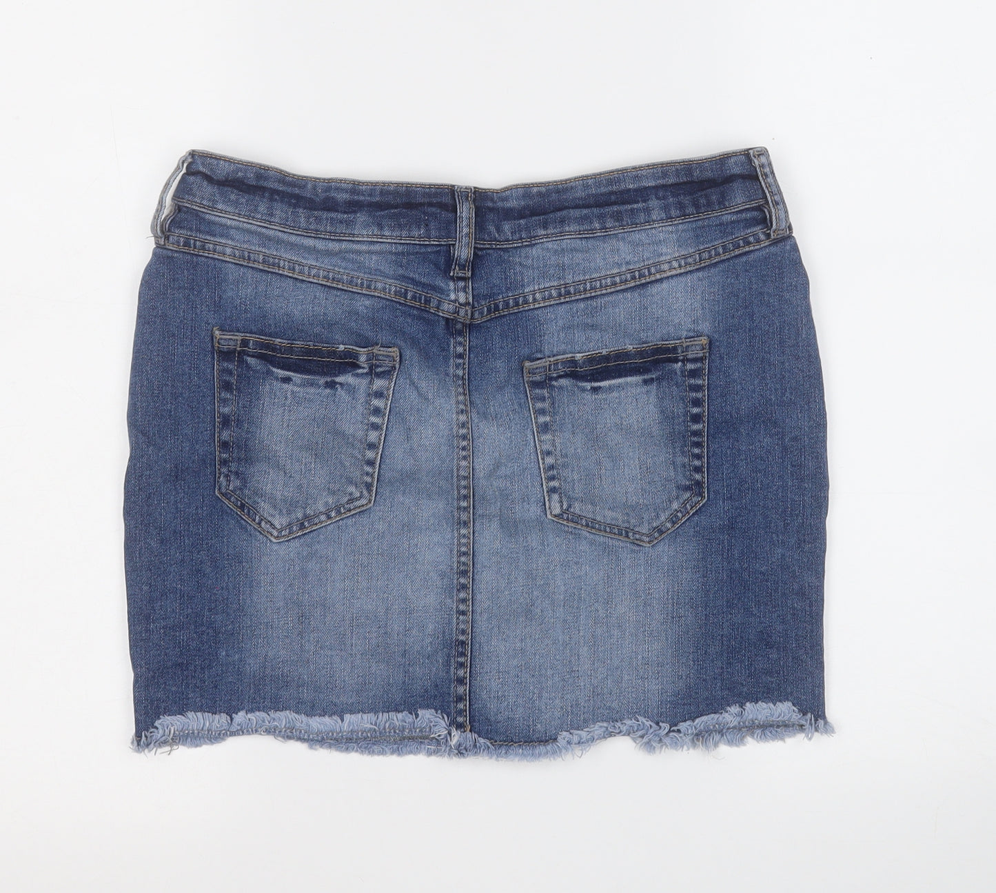 F&F Womens Blue  Cotton A-Line Skirt Size 10