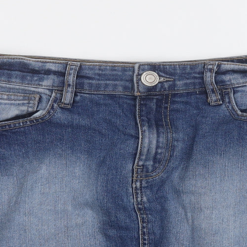 F&F Womens Blue  Cotton A-Line Skirt Size 10