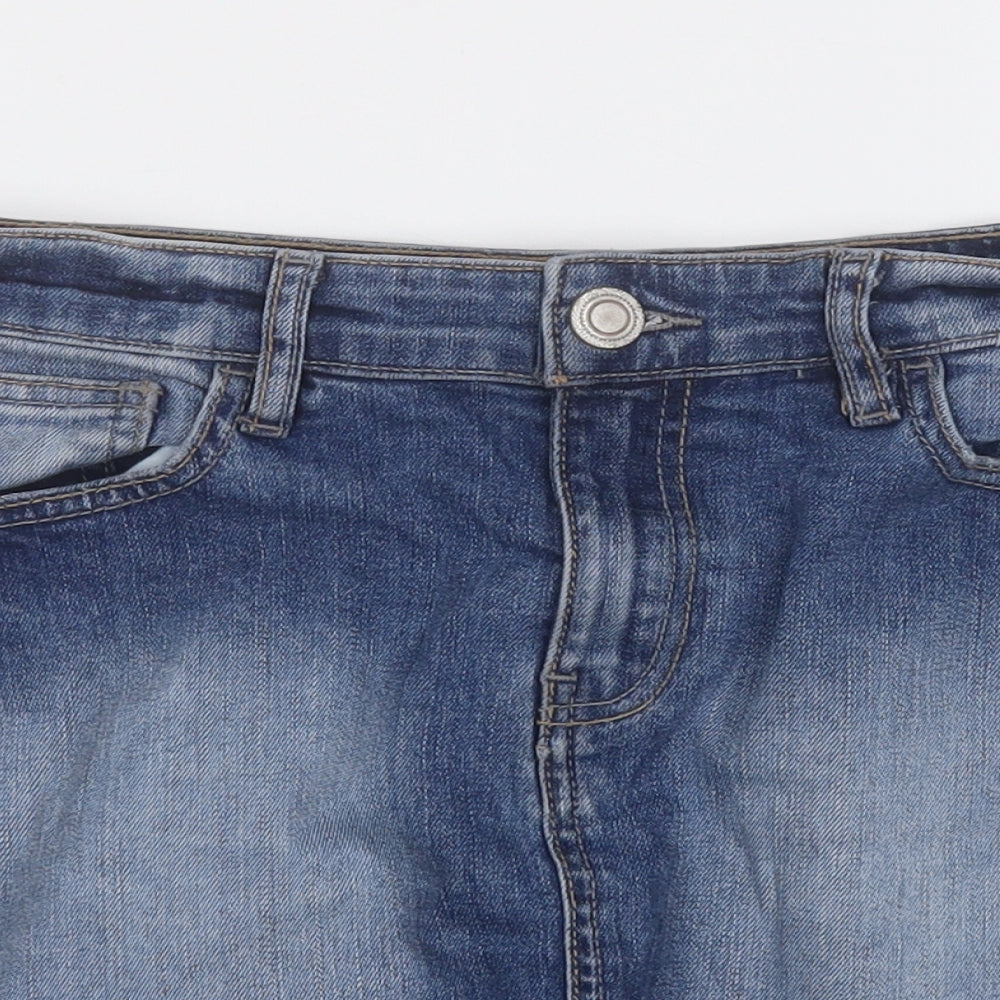 F&F Womens Blue  Cotton A-Line Skirt Size 10