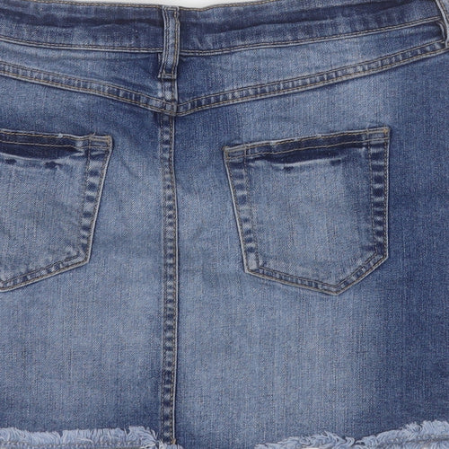 F&F Womens Blue  Cotton A-Line Skirt Size 10