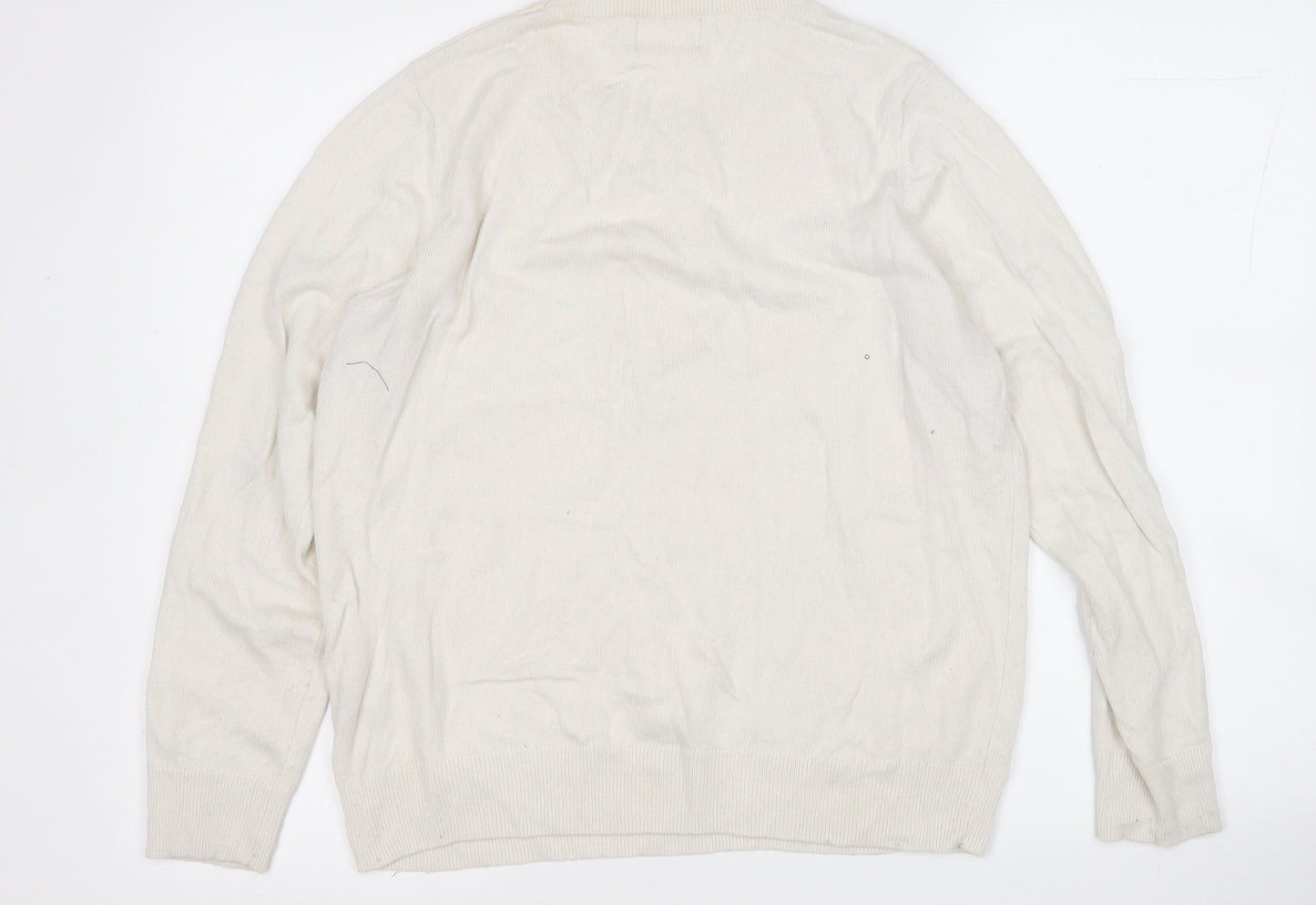 Savida Womens White Round Neck Geometric Viscose Pullover Jumper Size L   - Stars