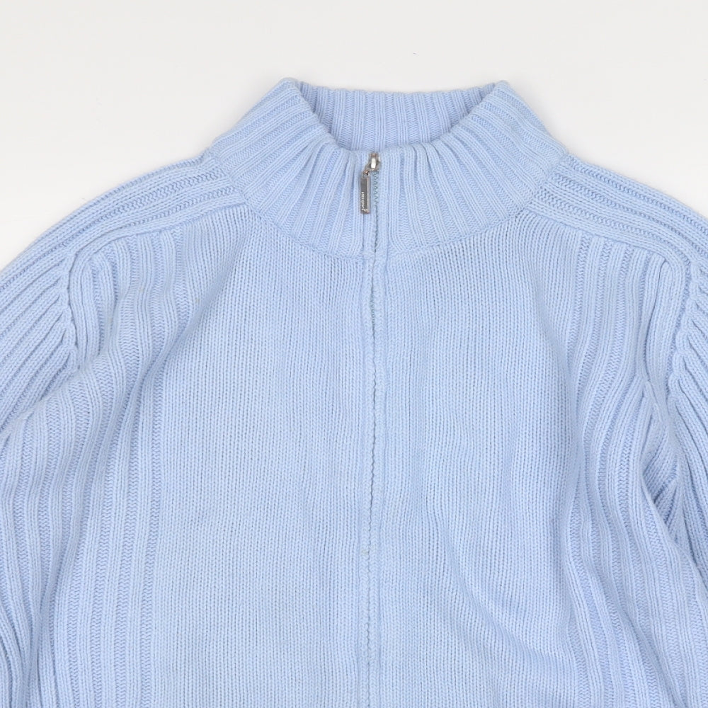 Atmosphere Womens Blue Mock Neck  Acrylic Full Zip Jumper Size 12
