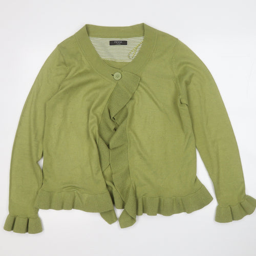 Moda Womens Green Round Neck  Acrylic Cardigan Jumper Size 14