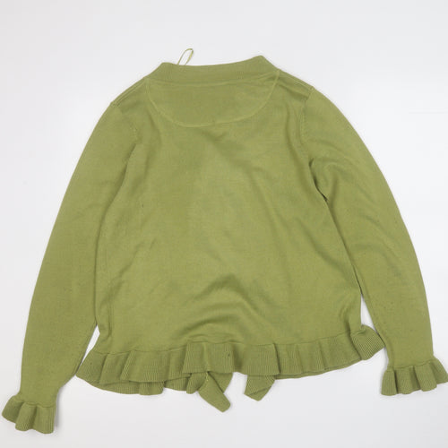 Moda Womens Green Round Neck  Acrylic Cardigan Jumper Size 14