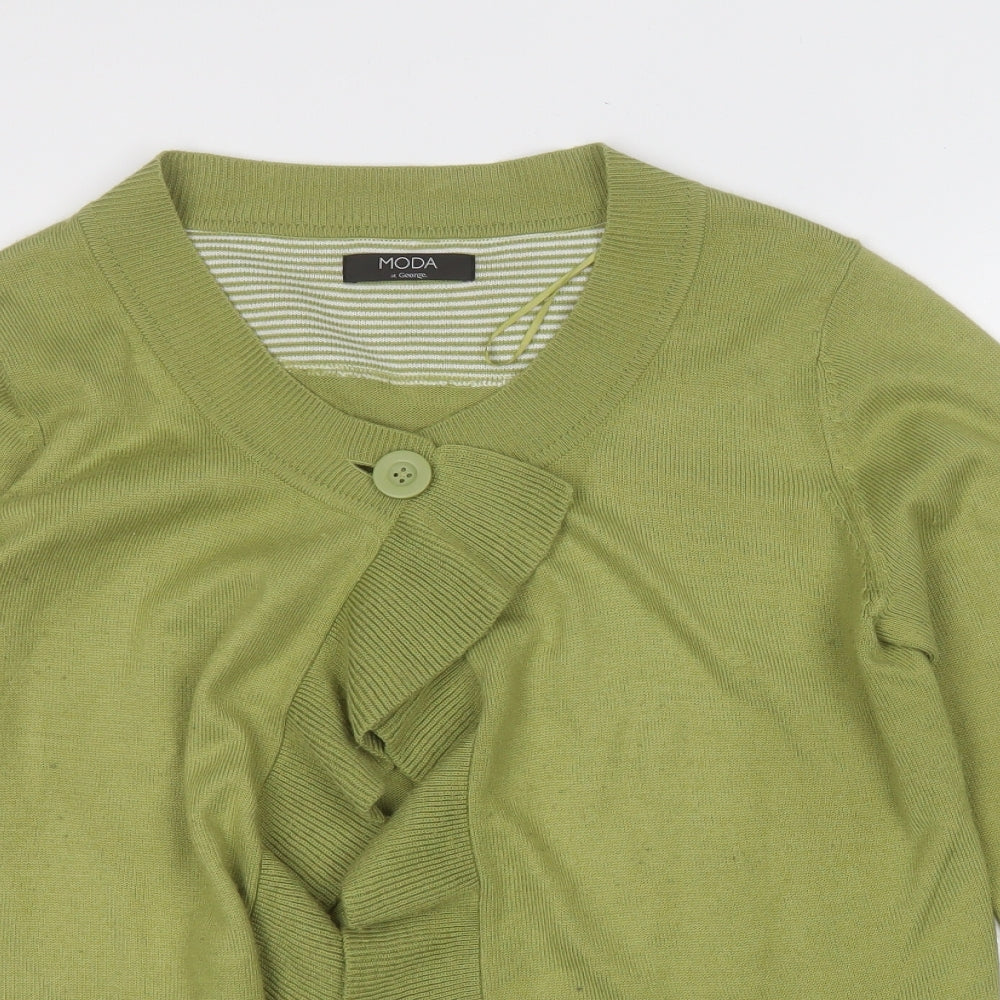 Moda Womens Green Round Neck  Acrylic Cardigan Jumper Size 14