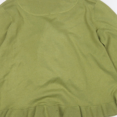Moda Womens Green Round Neck  Acrylic Cardigan Jumper Size 14