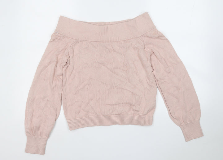Divided Womens Pink Round Neck  Cotton Pullover Jumper Size S
