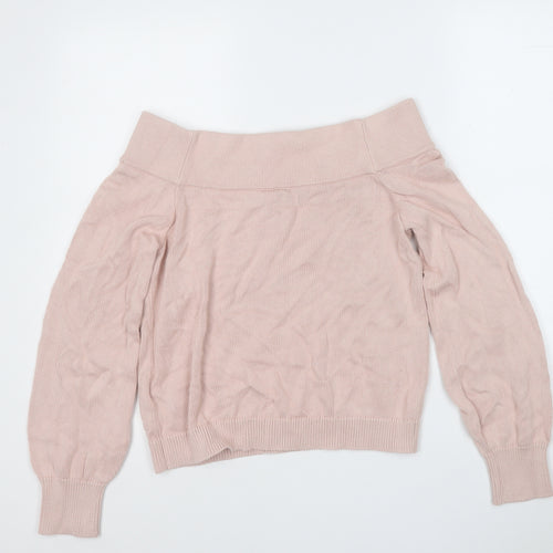 Divided Womens Pink Round Neck  Cotton Pullover Jumper Size S