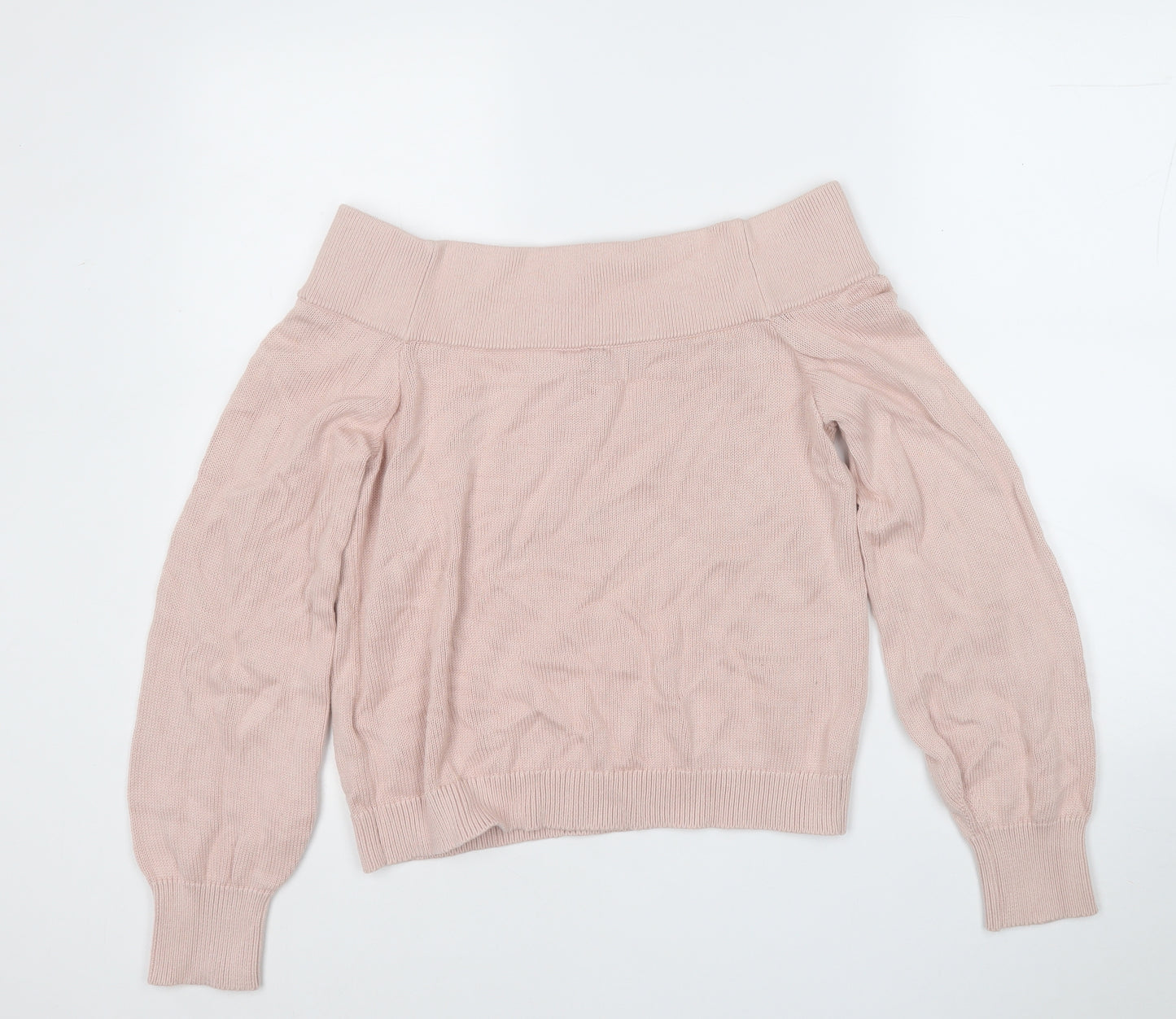 Divided Womens Pink Round Neck  Cotton Pullover Jumper Size S
