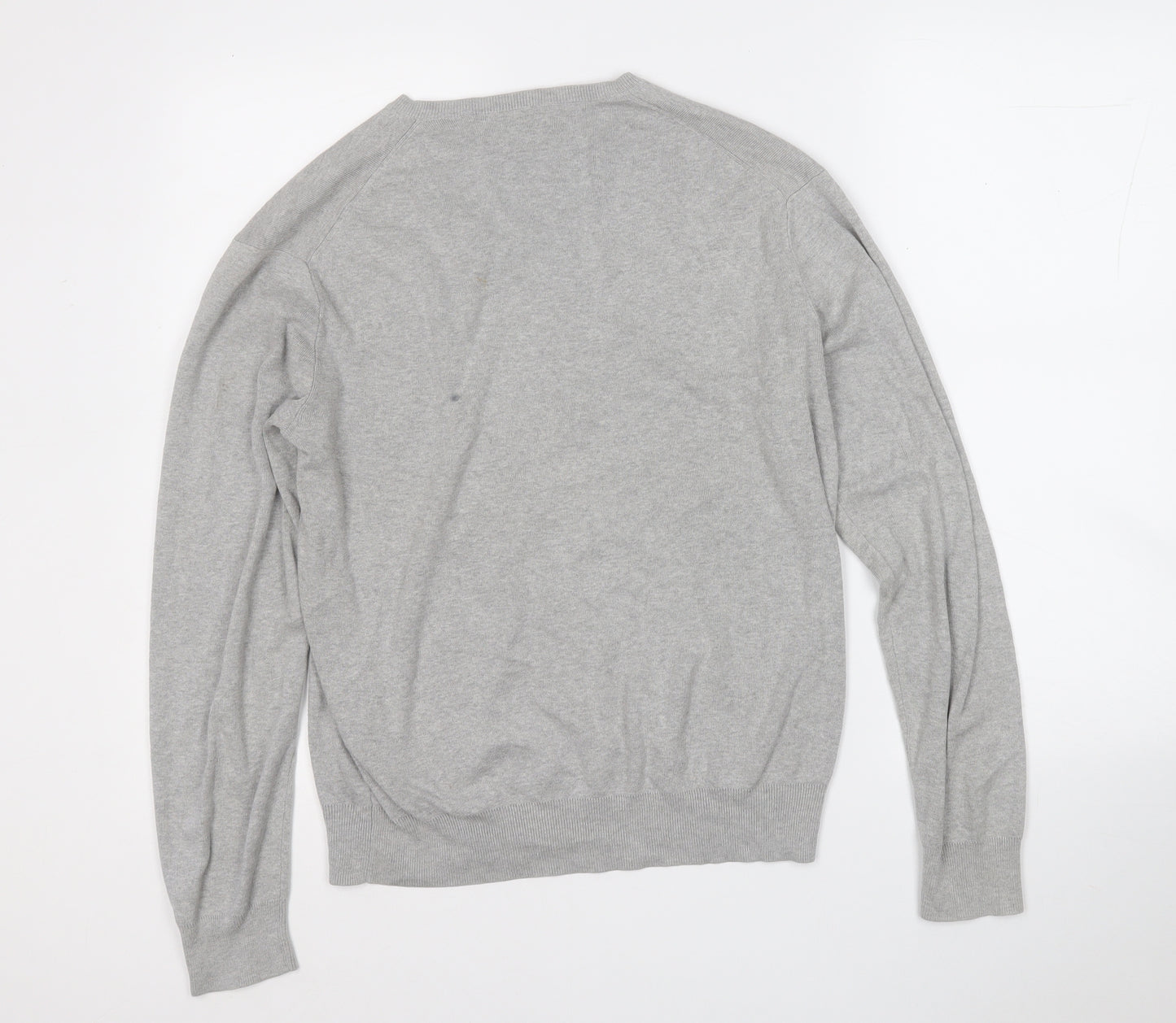 Polo Ralph Lauren Mens Grey V-Neck  Cotton Pullover Jumper Size M