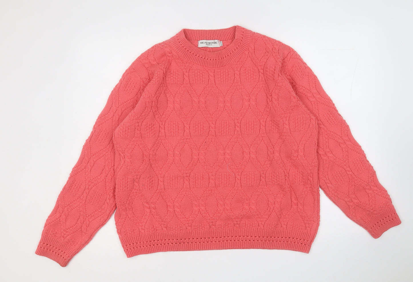 beaumonde paris Womens Red Round Neck  Acrylic Pullover Jumper Size 22